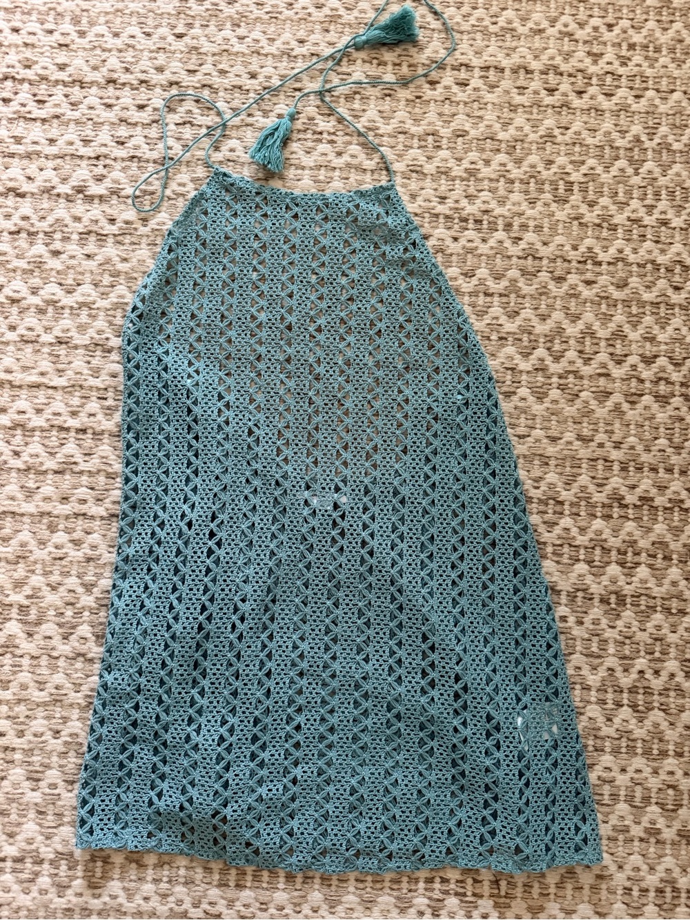 O'Neill Teal Crochet Halter Swim Coverup